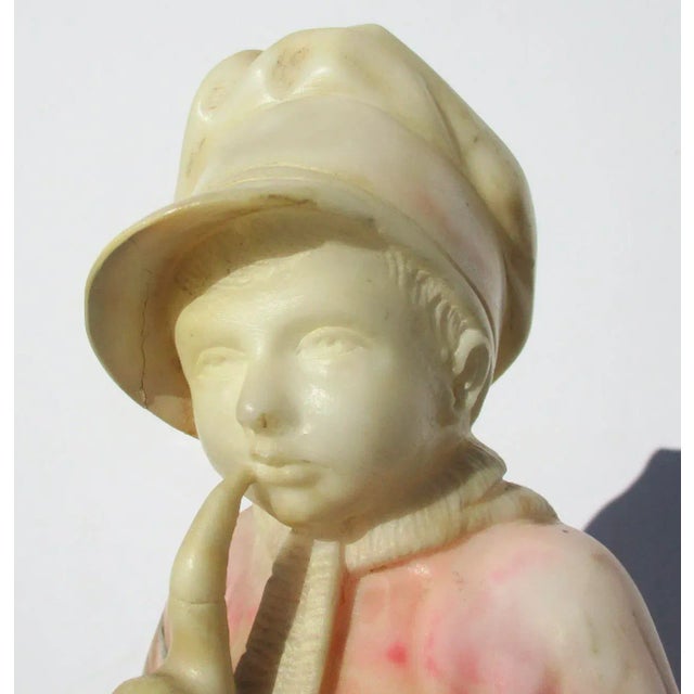 1920s Art Deco Alabaster Boy Sculpture For Sale - Image 10 of 13