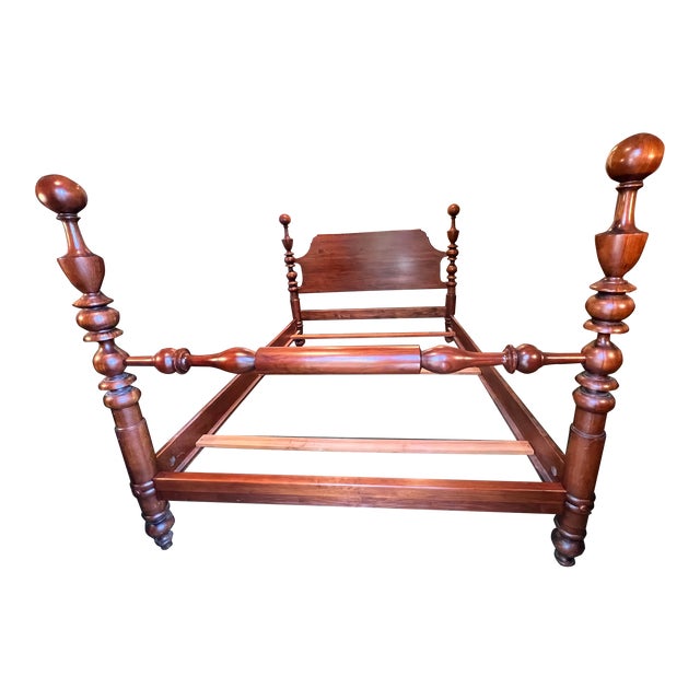 1990s Lexington Bob Timberlake Cherry Wood Queen Cannonball Bed Frame