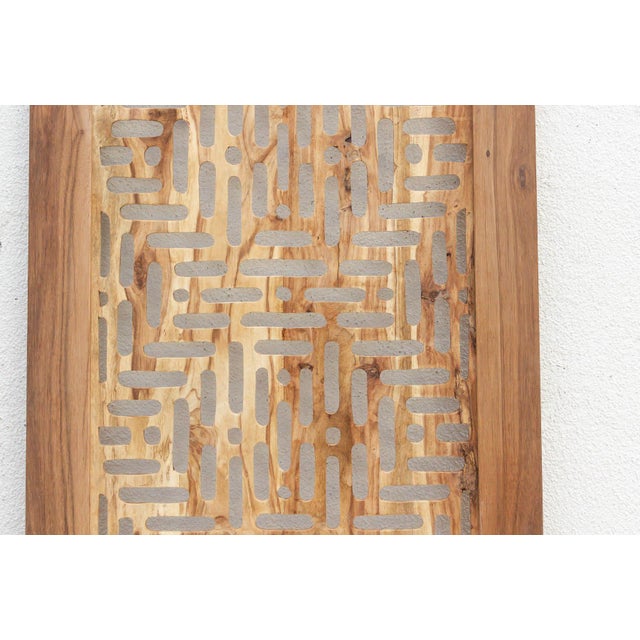 84" Organic Modern Lattice Carved Door For Sale In Los Angeles - Image 6 of 9