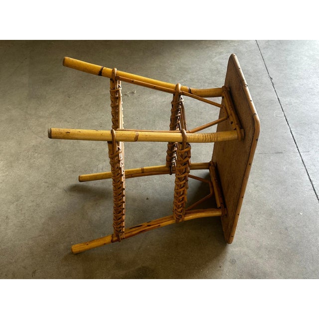 Vintage Bamboo and Rattan Side Table with Magazine Rack, 1970s For Sale - Image 12 of 16