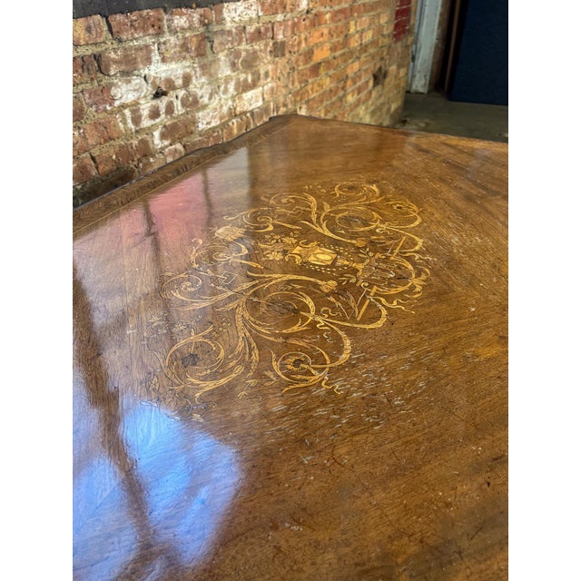 Wood Early 20th Century Louis XV Style Inlaid Writing Desk With Bronze Mounts For Sale - Image 7 of 12