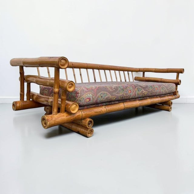 George Nakashima 1970s Monumental Vintage Boho Elephant Bamboo Loveseat For Sale - Image 4 of 5