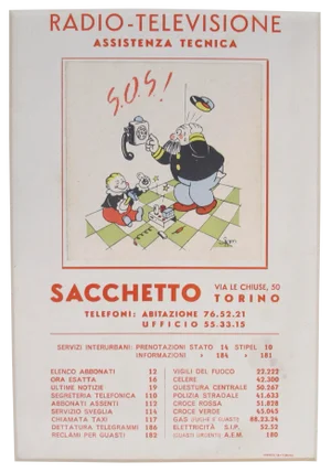 1930s Italian Art Deco Matted Advertisement, Radio Televisione