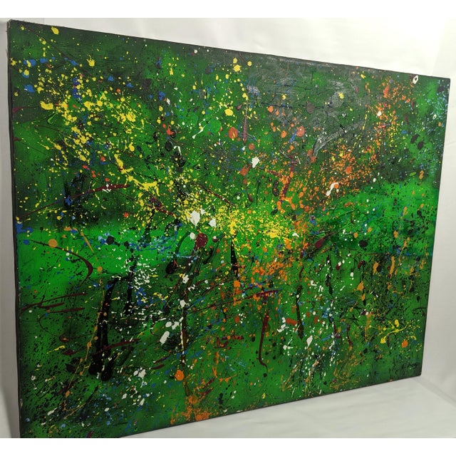 Large 1981 Signed "G. Dubois Abstract Expressionist Oil on Canvas – Heavy Impasto For Sale - Image 14 of 16
