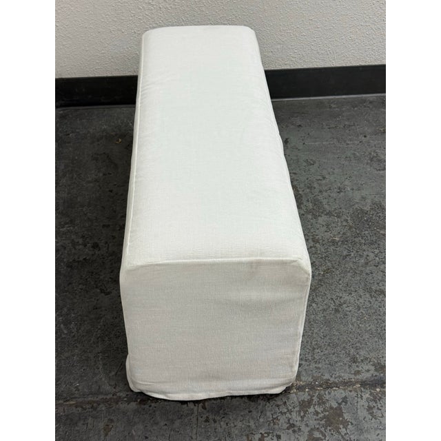 White Bespoke Woven Chenille Dining Bench For Sale - Image 8 of 12