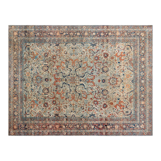Authentic 19th Century Persian Tabriz Handmade Wool Rug For Sale
