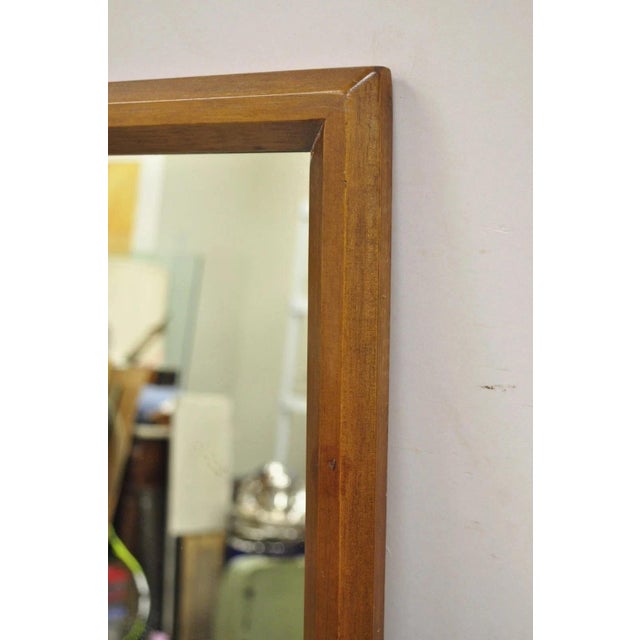 Mid 20th Century Vintage Mid Century Modern Sculpted Walnut Rectangular Modernist Wall Mirror For Sale - Image 5 of 10