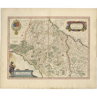 Antique Hand-Colored Map of Gâtinais & Sénonais from Blaeu, France, 1642 For Sale
