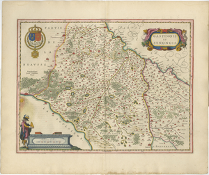Antique Hand-Colored Map of Gâtinais & Sénonais from Blaeu, France, 1642