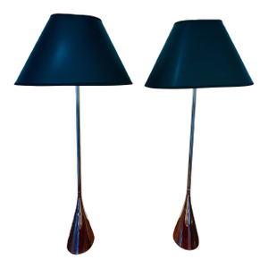 1980s Pascal Mourgue Chrome Table Lamps, Pair