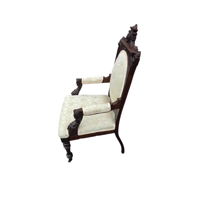 American 19th Century American Victorian Walnut Bedroom Chair Attributed to John Jeliff For Sale - Image 3 of 7
