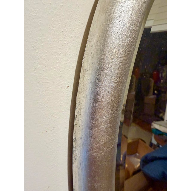 Antique Beveled Silver Leaf Oval Mirror For Sale - Image 9 of 11