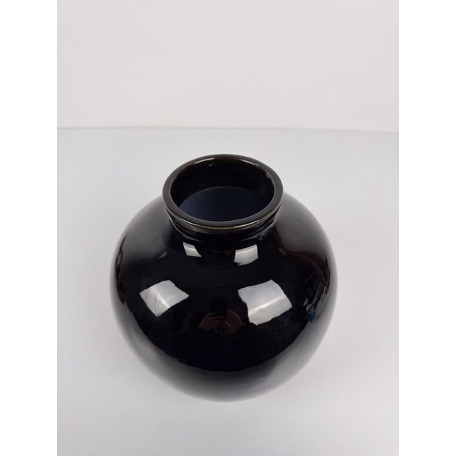 Black Mid-Century Italian Maiolica Vase attributed to Gariboldi for Richard Ginori San Cristoforo, 1930s For Sale - Image 8 of 16