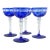 1980s Cobalt Cut-to-Clear Bohemian Stemware | Set of 4 Tasting / Cordial Glasses For Sale