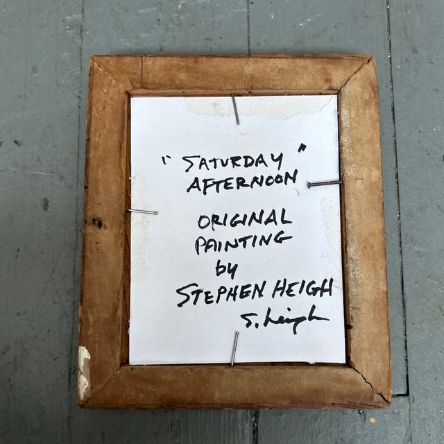 Contemporary Original Abstract Miniature Painting by Stephen Heigh “Saturday Afternoon” For Sale - Image 4 of 4