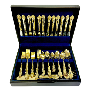 1970s Vintage Hollywood Regency Baroque Gold Electro Plated Flatware, Service for 11 - Set of 69