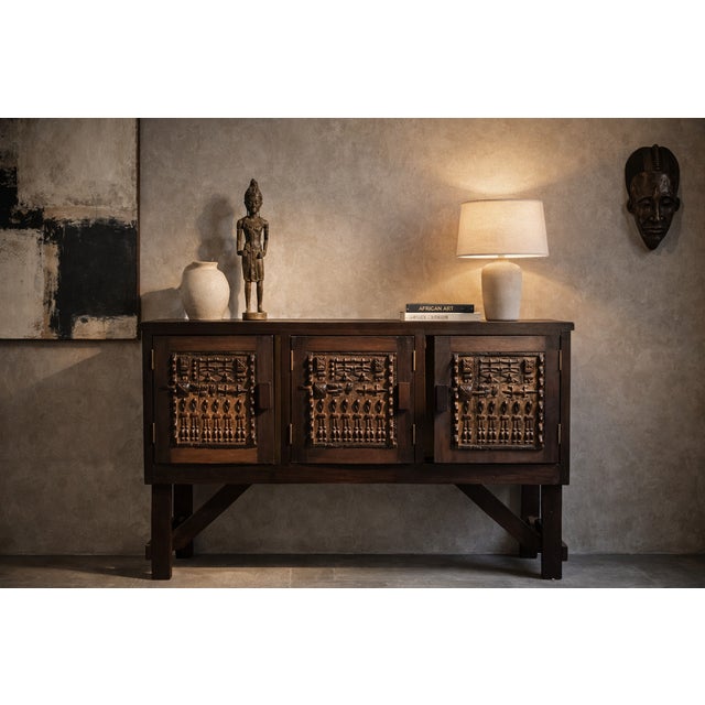 Contemporary African Sculptural Dogon Console Table with Carved Doors, 1990s For Sale - Image 3 of 9
