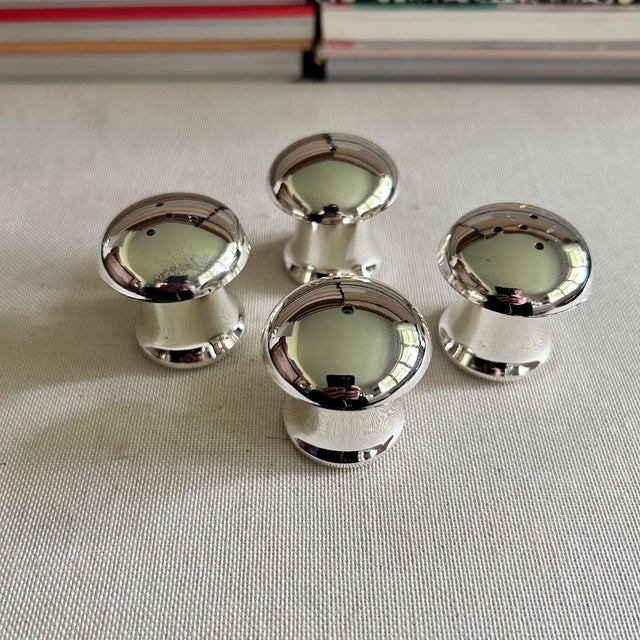 1980s Vintage Towle Silverplate Mushroom Salt & Pepper Shakers, 2 Sets For Sale - Image 5 of 7