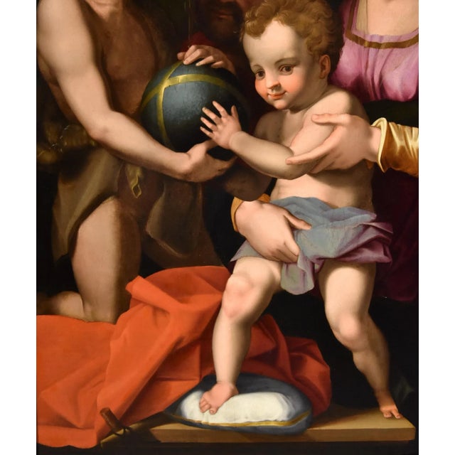 Agnolo di Cosimo alias Il Bronzino, Holy Family with Madonna & St John, 1550s, Oil on Panel For Sale - Image 9 of 18