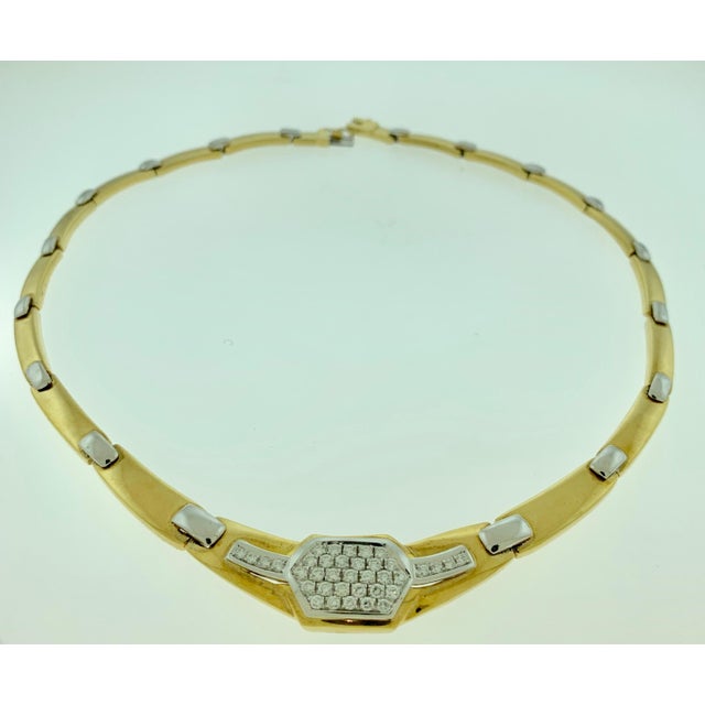 Arts & Crafts 2.5Ct Diamond Necklace 51 GM 18 K 2-Tone Gold Bridal Necklace , Designer Salvini For Sale - Image 3 of 18