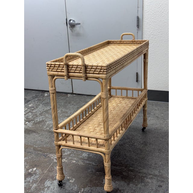 Serena & Lily Serena & Lily South Seas Rattan Bar Cart, Natural For Sale - Image 4 of 12