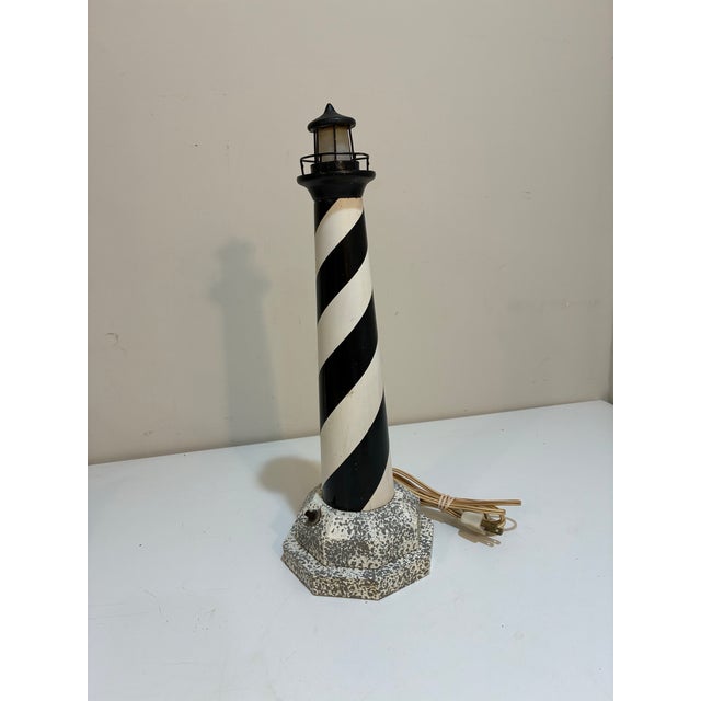 American Vintage Wooden Cape Hatteras Lighthouse Lamp For Sale - Image 3 of 10