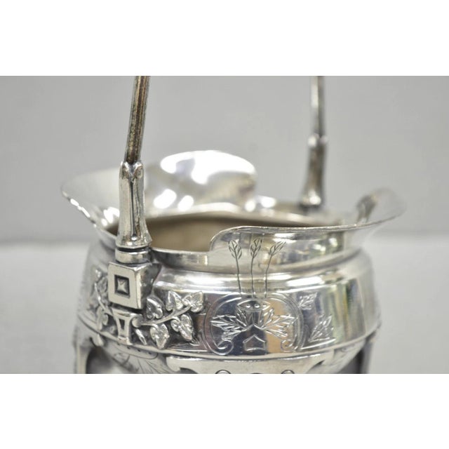Antique John Carrow English Regency Silver Plated Paw Foot Etched Sugar Bowl For Sale - Image 9 of 12