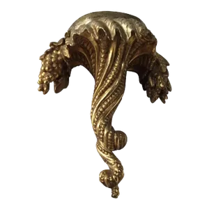 Antique Early 19th Century American Federal Carved & Gilt Wood Cornucopia & Shell Wall Bracket