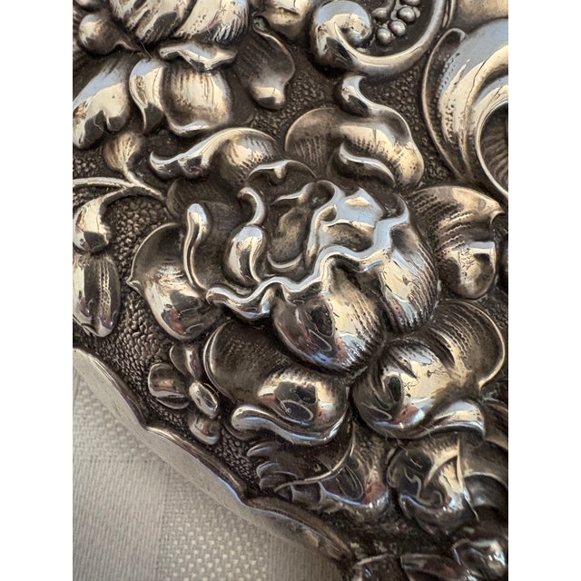 Late 19th Century 19th Century Art Nouveau Sterling Silver Repousse Hand Mirror For Sale - Image 5 of 11