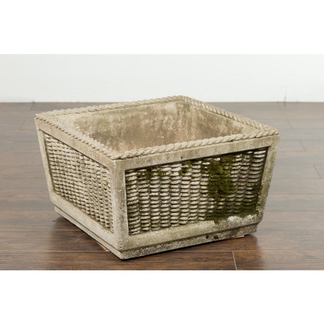 Vintage English Midcentury Stone Planter with Textured Finish and Aged Patina For Sale - Image 11 of 12