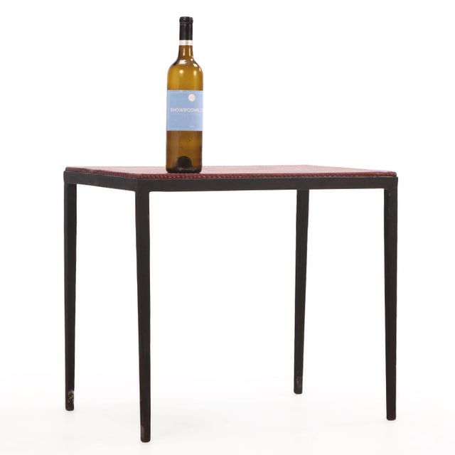 Iron and Leather Side Table in the Manner of Jean-Michel Frank, Contemporary For Sale In Philadelphia - Image 6 of 6