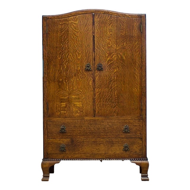 Art Deco Oak Linen Cabinet, 1930s For Sale