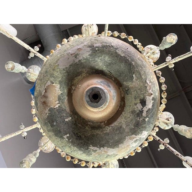 Distressed Twelve Light Chandelier by Melissa Levinson, Wood & Iron For Sale - Image 14 of 17