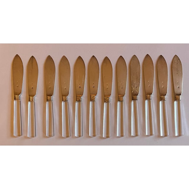 Antique 1920 French Art Deco Jacques & Pierre Cardeilhac sterling silver fruit knives with silver blades and ferrules and...