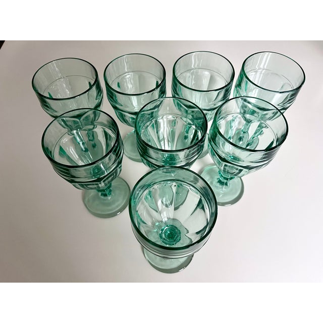 1980s Vintage Libbey 'Spanish Green' Gibralter Goblets-Set 8 For Sale - Image 5 of 7