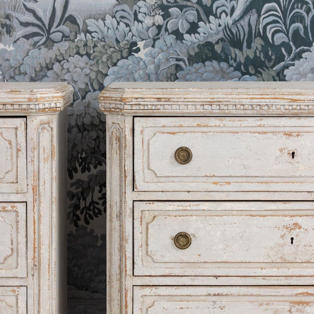 Pair of 19th C. Swedish Gustavian Painted Bedside Commodes For Sale - Image 17 of 18