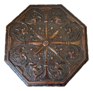 Vintage English Octagonal Side Table / Taboret With Sunburst Top