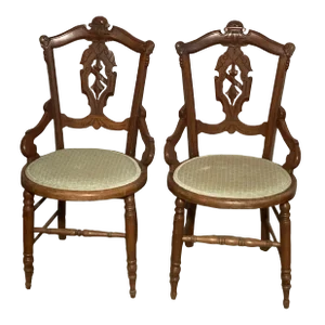 Antique Eastlake Victorian Carved Side Chairs- Set of 2