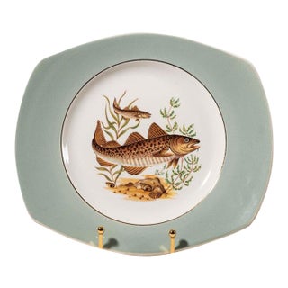 Set of 6 Fish Plates With Colored Rims by Figgio Flint Norway (1960s) For Sale