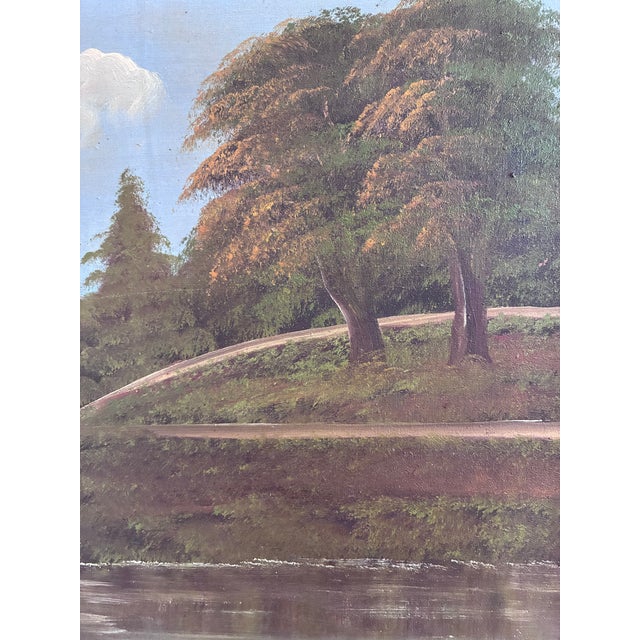 Vintage Original Landscape Oil Painting, Signed Countryside Art, C. 1930 For Sale - Image 4 of 14