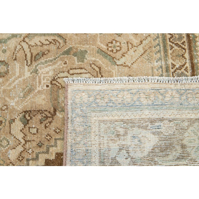 1930s Beige Mahal Persian Wool Rug Handmade With Floral Pattern For Sale - Image 9 of 9