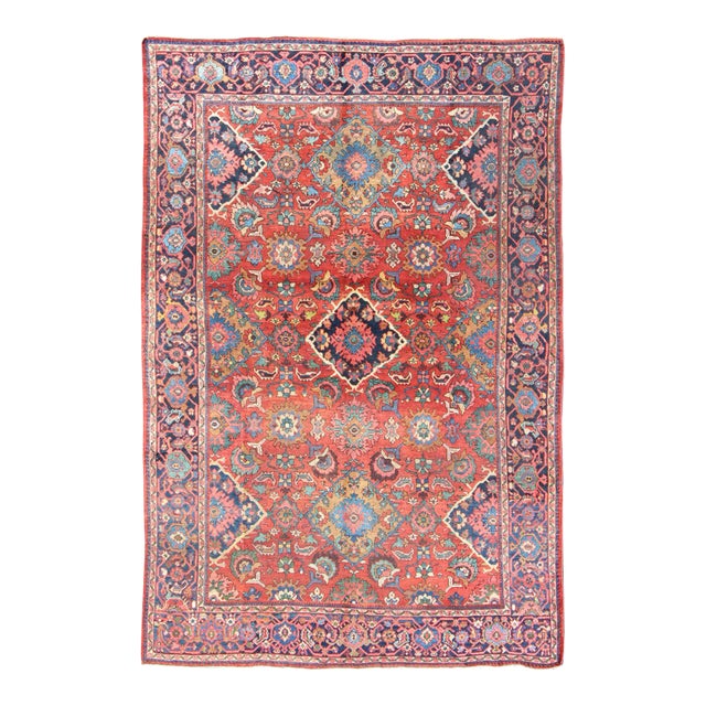 Early 20th Century Antique Sultanabad Rug With All Over Diamond Medallions & Floral Motifs For Sale