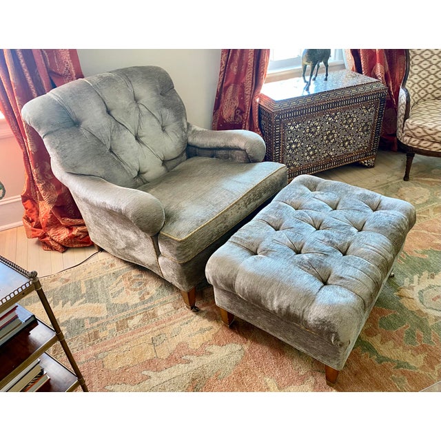 Lewis Mittman Chesterfield Style Accent Chair With Ottoman Chairish