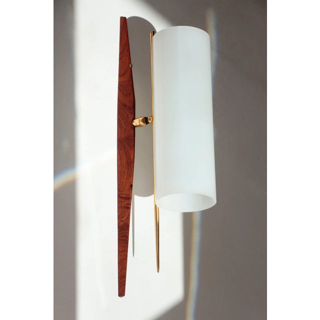 Wood Modernist Adjustable Wall Lights in Teak and Brass, 1950s, Set of 4 For Sale - Image 7 of 18