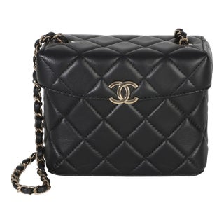 Black Quilted Lambskin Small Secret Box Bag For Sale