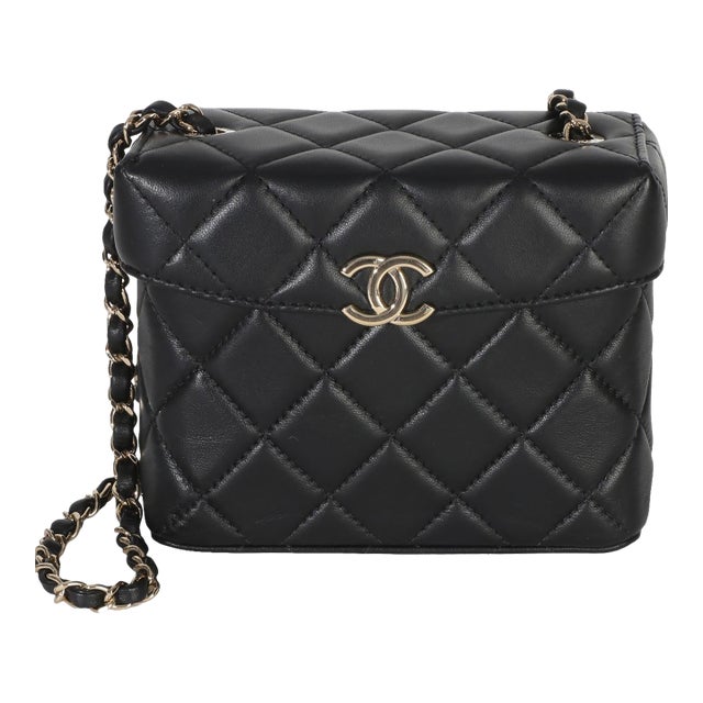 Black Quilted Lambskin Small Secret Box Bag For Sale