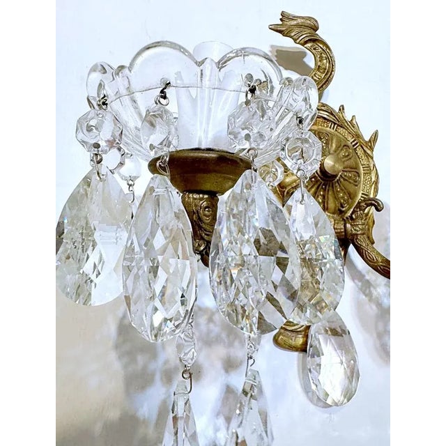 1930s 1930s Bronze Sconces With Crystal Prisms - a Pair For Sale - Image 5 of 12