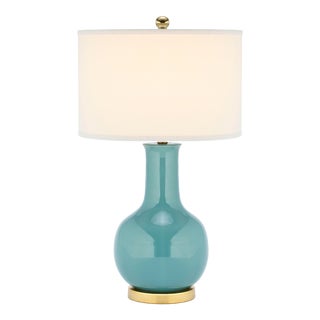 27.5-Inch H Ceramic Table Lamp - Light Blue For Sale