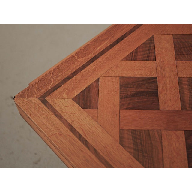 Art Deco Oak and Walnut Marquetry Table, France, 1940 For Sale - Image 12 of 16