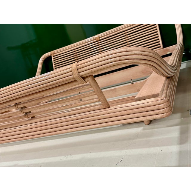 1980s Attributed to Roche Bobois Maugrion France Rattan Platform Bed – Eastern King – Sculptural Modern Coastal For Sale - Image 12 of 12